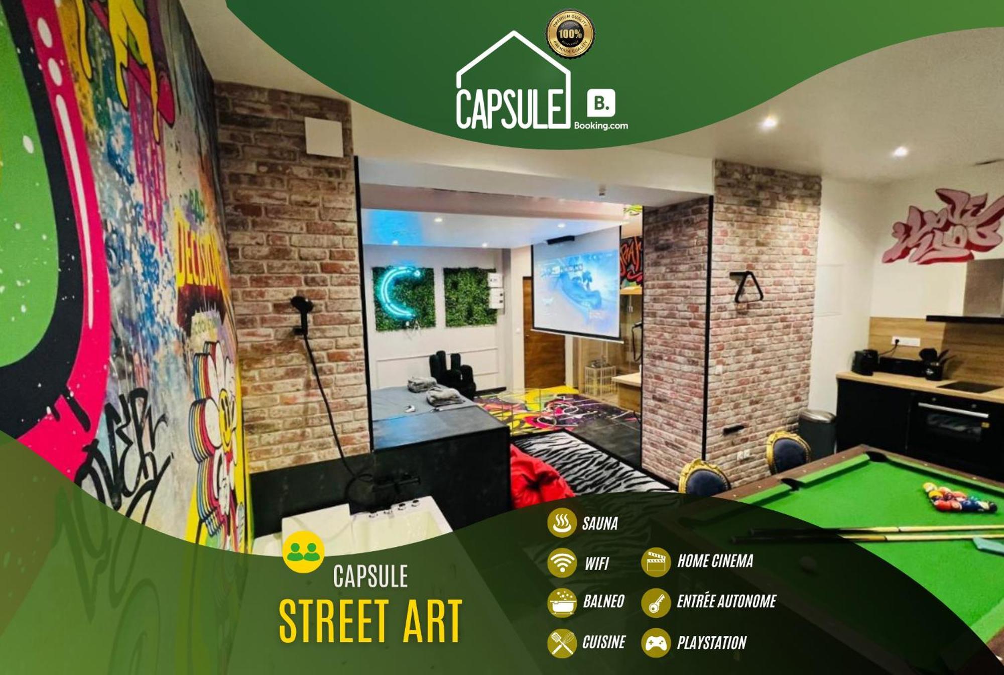 Capsule Street Art - Sauna- Jacuzzi - Playstation 5 - Billard - Netflix - Home Cinema - Terrasse Дуэ Экстерьер фото